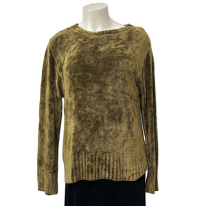 CP Shades Olive Green Ribbed Crew Neck Sweater Women’s M Rayon Soft